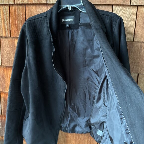 Never Worn Betabrand Bold Black Vegan Suede Moto Jacket in Women's Size XXL - Picture 8 of 11